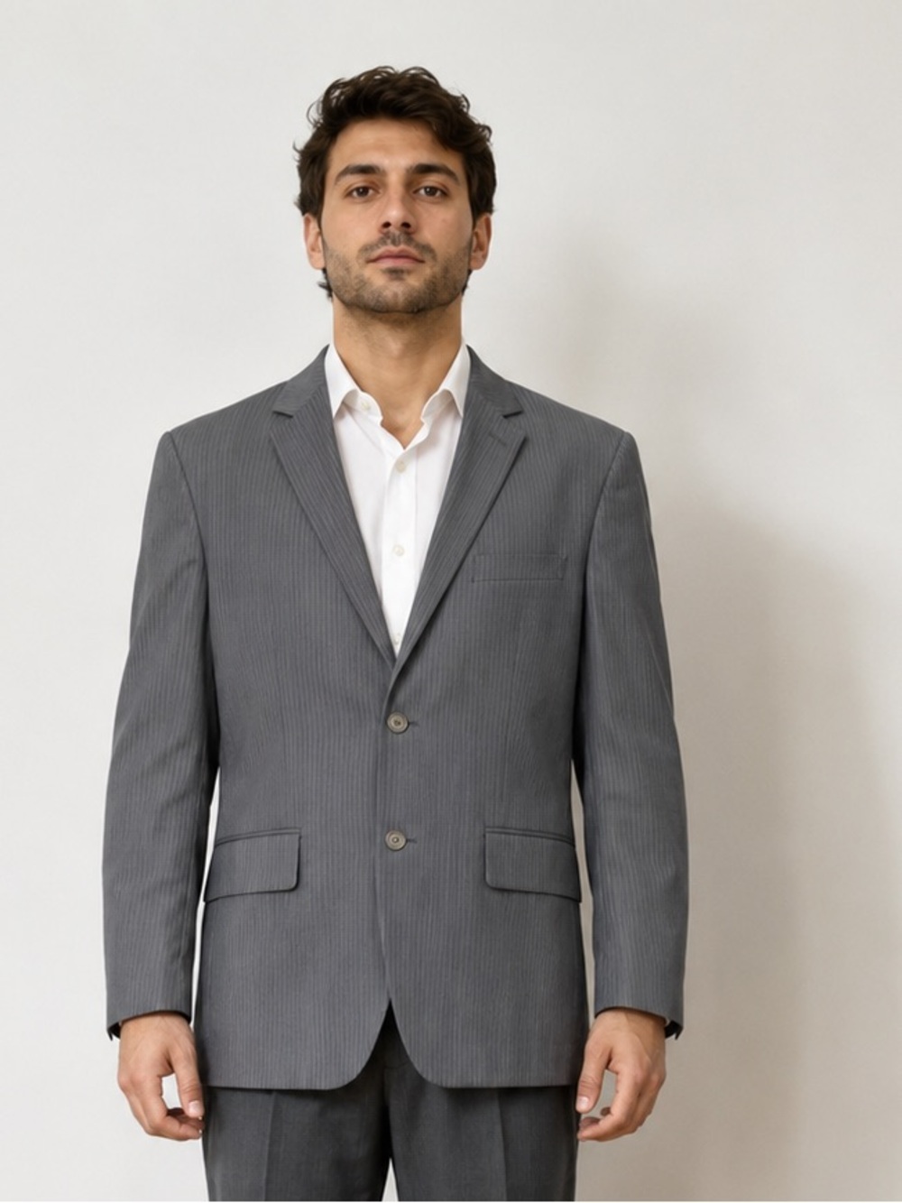 Express Men Size 38S Brand New Light Gray Pinstripe Blazer Suit Jacket 2 Button